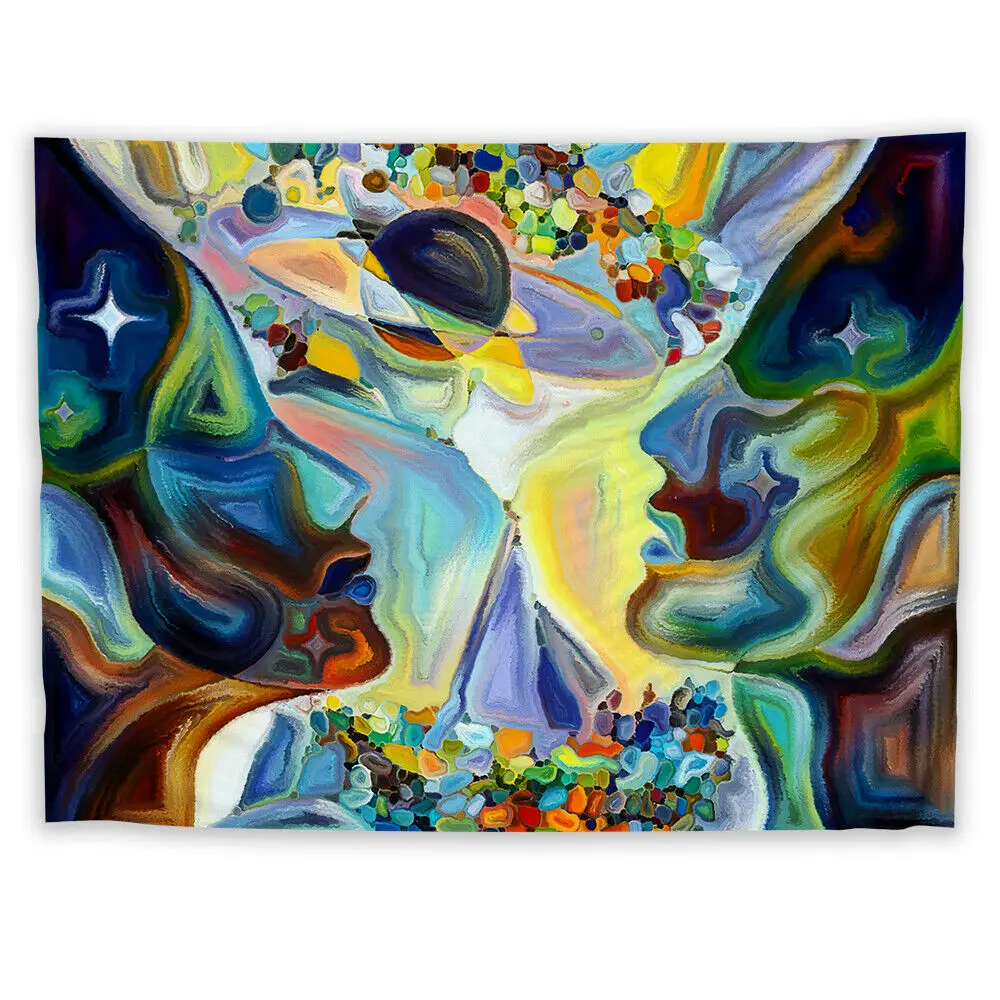 Пользовательские красочные абстрактные Wandteppich Kunst Wandbehang Tisch