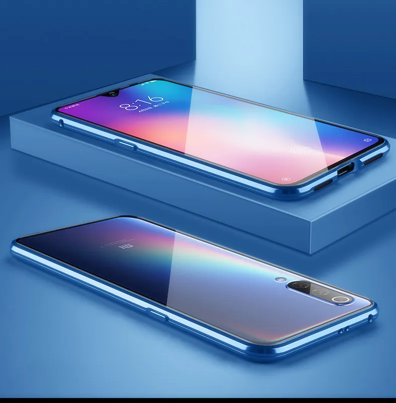 Red Магнитный адсорбционный металлический чехол для телефона для Red mi Note 8 K20 Pro mi 9 T mi 8 mi 9 SE Poco F1 закаленное стекло Магнитная крышка для xiaomi - Цвет: Red