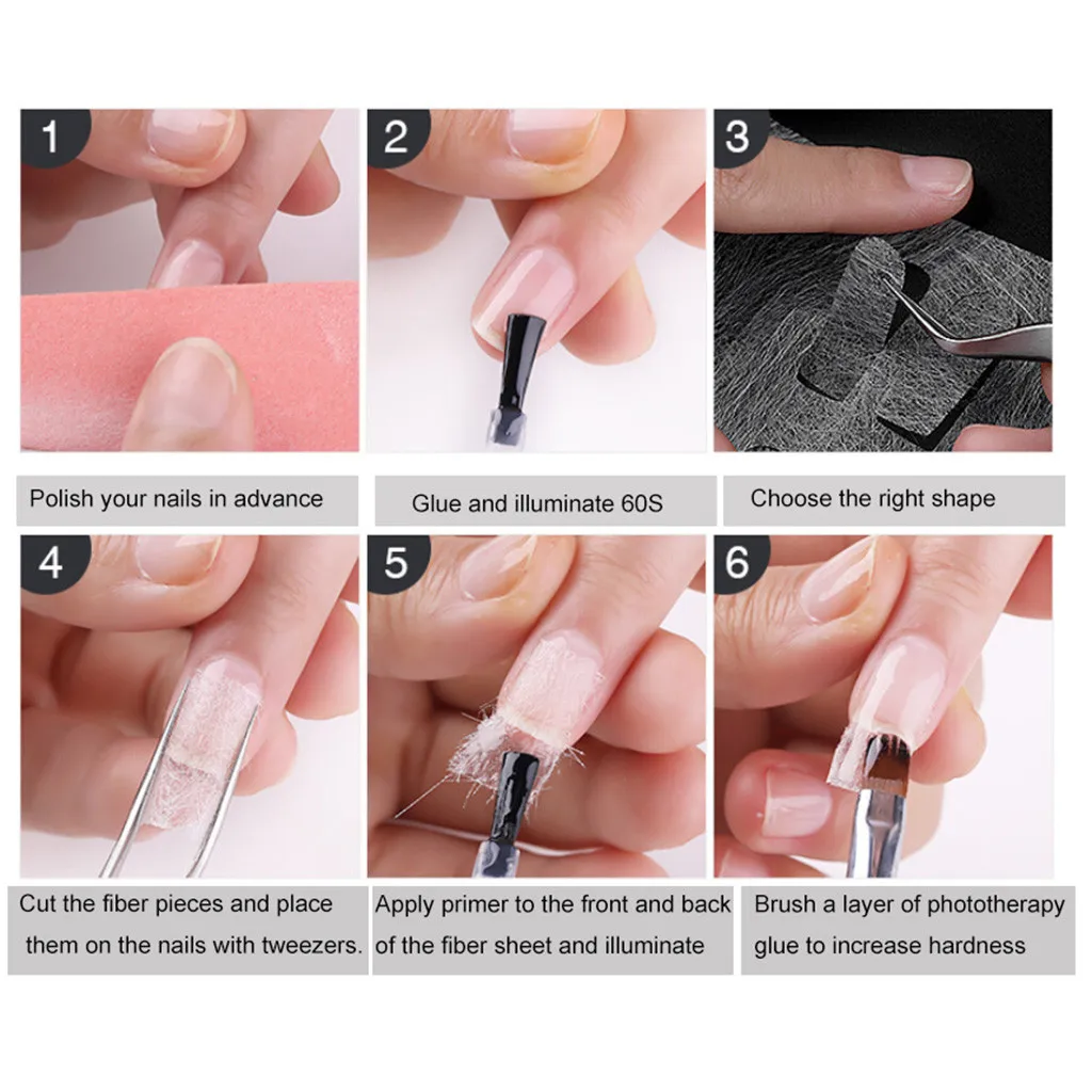 Наращивание ногтей волокна строитель Уход за ногтями стекловолокна шелковое покрытие для ногтей наклейки для наращивания геля инструменты для дизайна ногтей