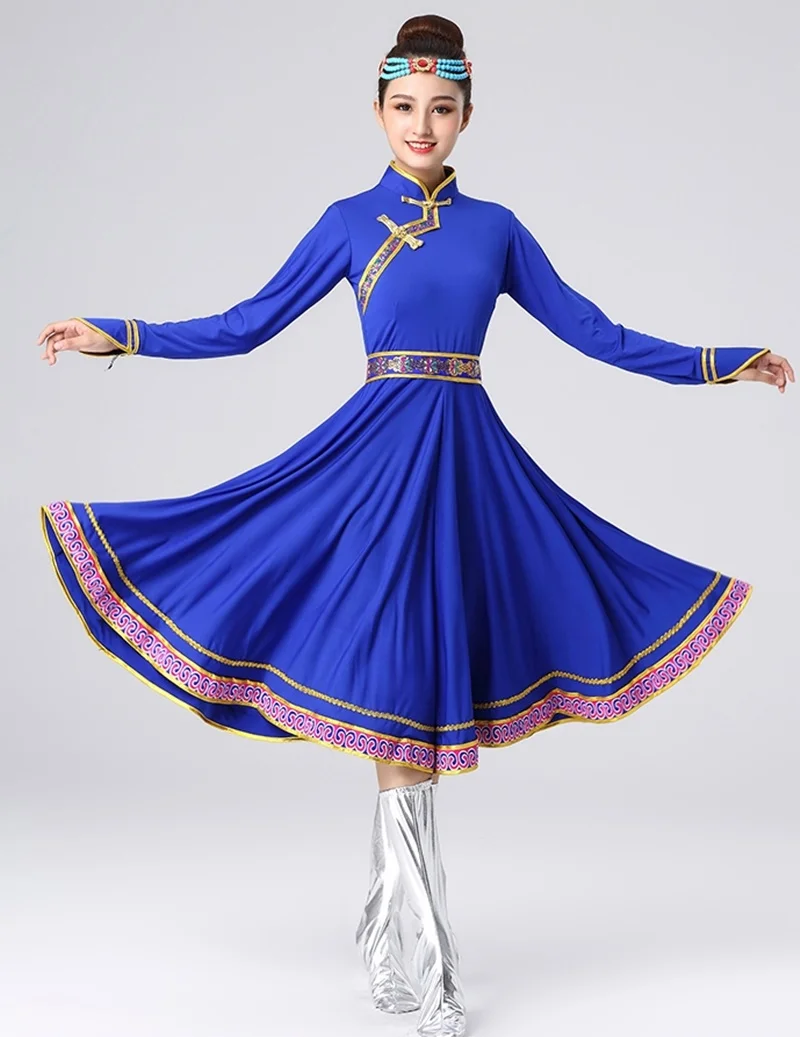 Mongolian Costume Clothes Chinese Folk Dance Costumes Clothing Dress Stage Dance Wear Performance Mongolian Dress TA2130