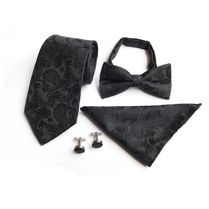 Мода 8 см шелковый Пейсли бабочка Карманный платок запонки галстук набор для мужчин Бизнес Свадебная вечеринка платок шеи галстуки подарки
