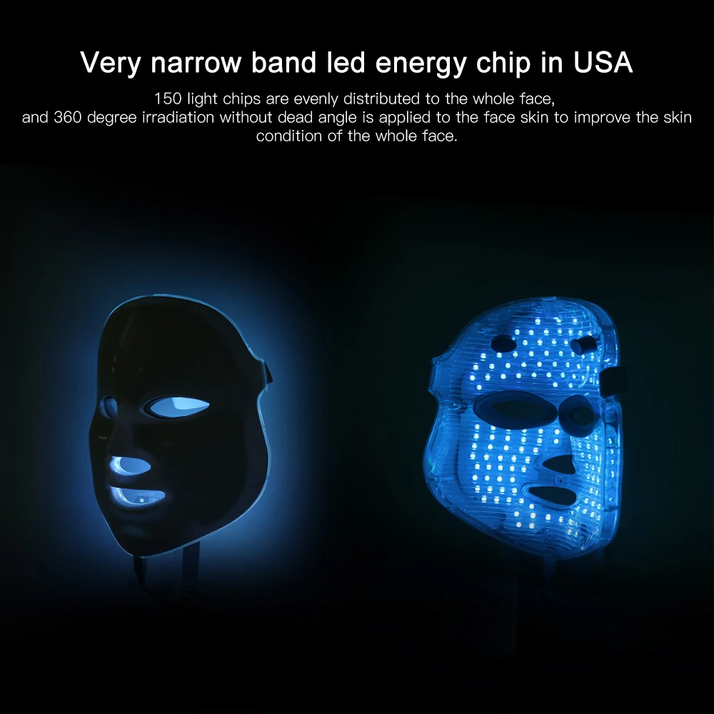 Photon LED Facial Mask Beauty Devices 7colors Light Therapy Skin Care Rejuvenation Wrinkle Acne Removal Face Beauty Spa Dropship