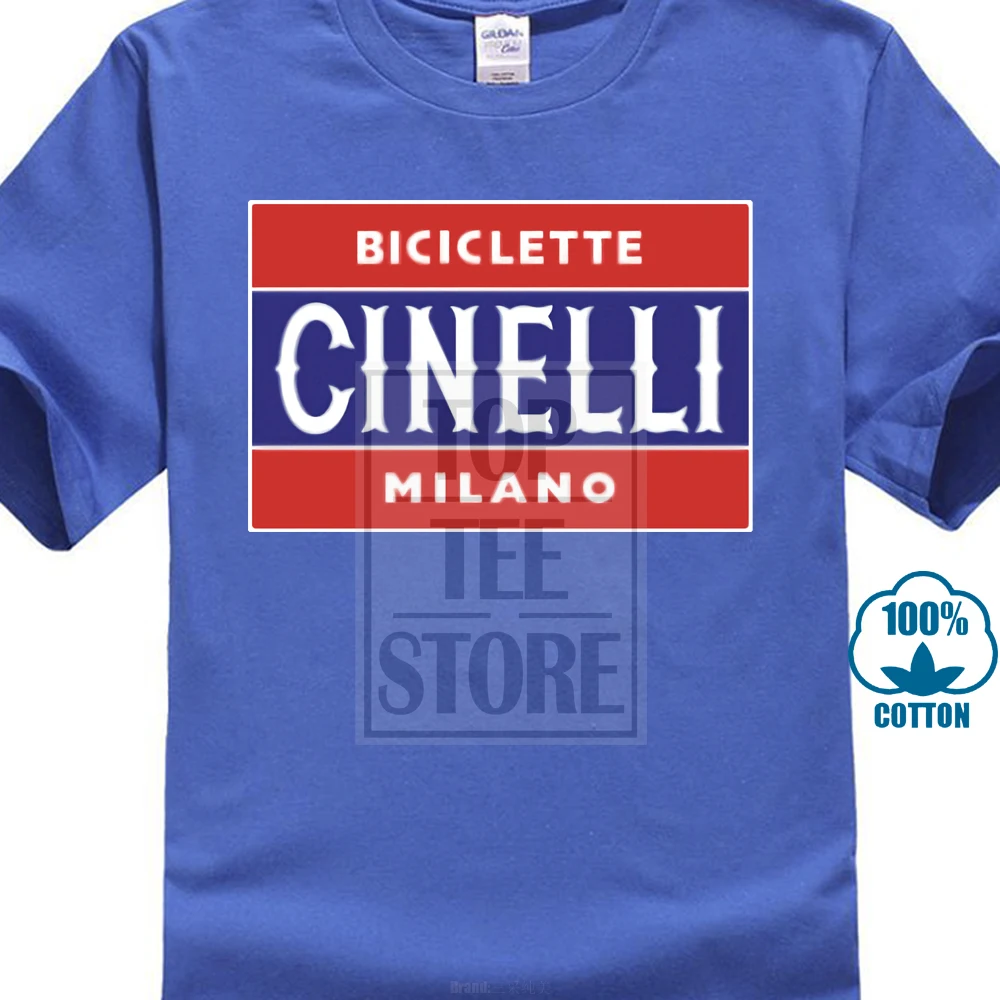 Новая крутая велосипедная Ретро Biciclette Cinelli Milano Мужская Черная Футболка размер S 4Xl 016820 - Цвет: Синий