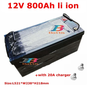 

Waterproof li ion 12V 800AH lithium ion battery with BMS for golf cart backup power Solar energy storage MPPT + 20A Charger