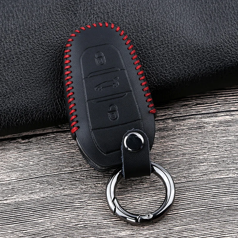 Кожаный чехол для автомобильных ключей Peugeot 301 308 408 208 2008 3008 508 407 307 107 207 Citroen C4 C5 C3 C8