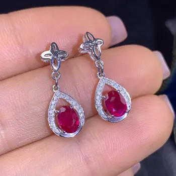 

Y409 Ruby Earrings Real 18 K Gold AU750 100% Nature 1.5ct pigeon blood red Ruby Female Earrings Fine Gift women Stud Earrings