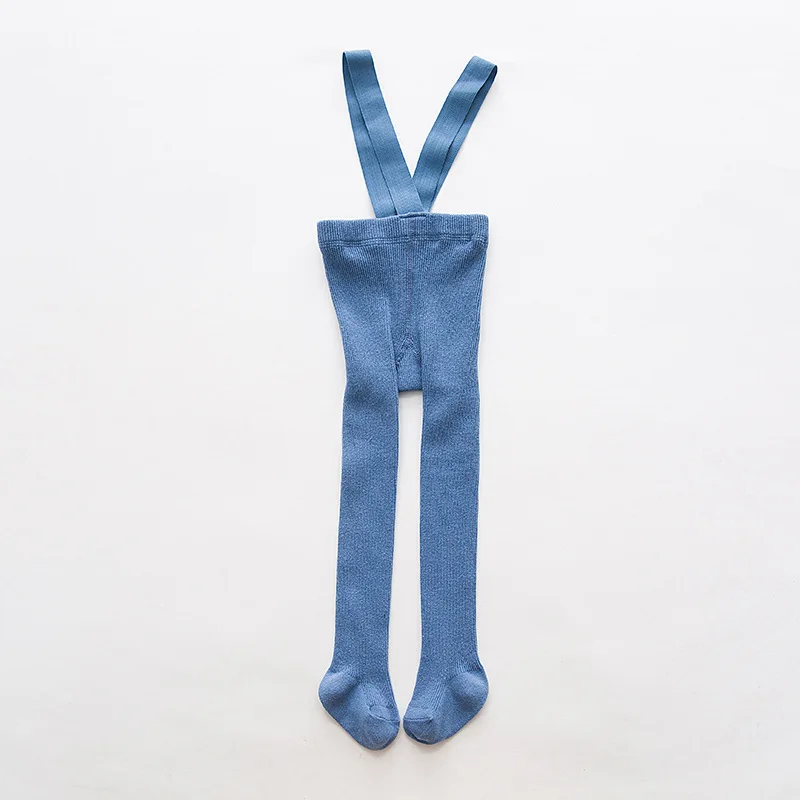 Blue Детские хлопковые колготки на подтяжках, штаны для новорожденных, детские леггинсы с завышенной талией и перекрестным поясом, штаны для маленьких мальчиков и девочек 0-3 лет - Цвет: Blue