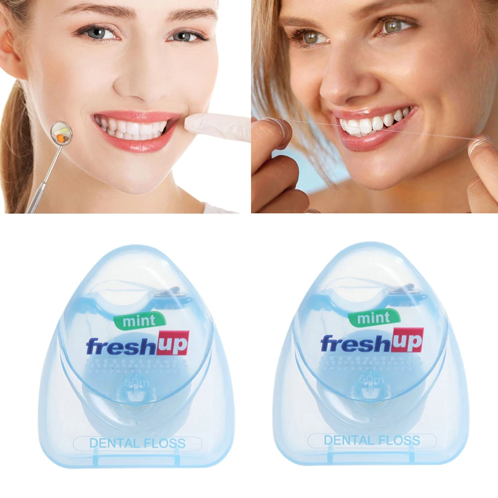 Dental Floss Stick Portable 50M Micro Wax Floss Interdental Brush Teeth Stick Toothpicks Oral Hygiene Clean Wire
