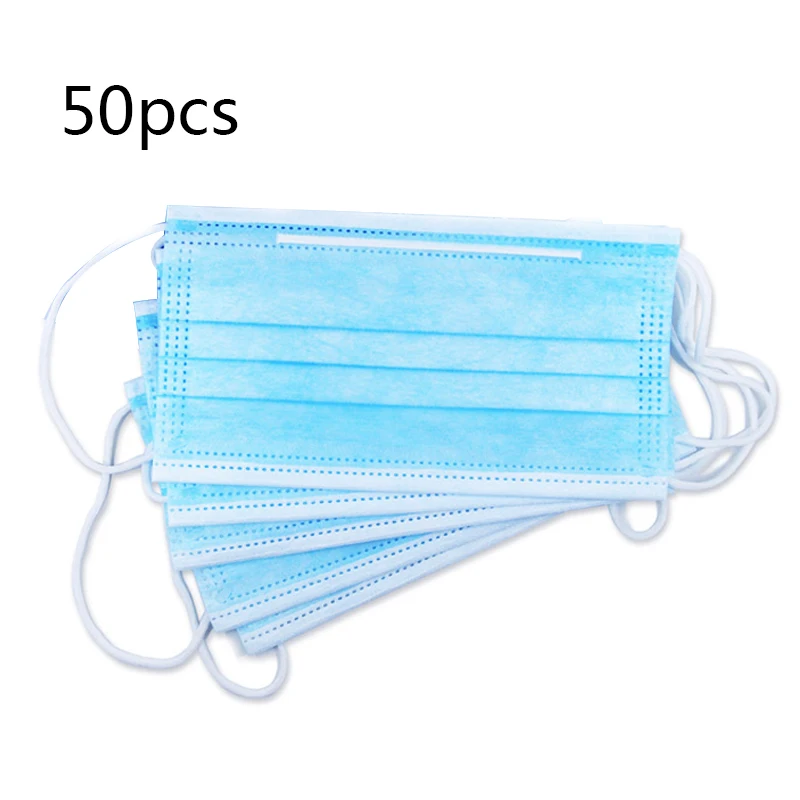 

50pcs Disposable Blue Mouth Mask Non-woven Face Mask Anti Dust Mask Protective Mask Unisex