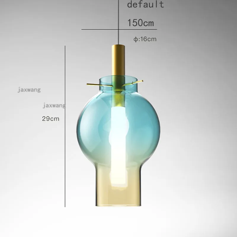Постмодерн стеклянный светодиодный подвесной светильник скандинавский люстра, светильник JW Радужный градиент подвесные лампы аксессуары для кухни с барной стойкой - Цвет корпуса: A 16cm