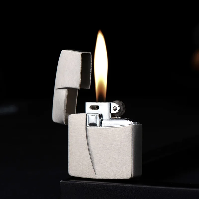

Mini Small Square Metal Creative Grinding Wheel Open Flame Lighter Butane Gas Lighter Smoking Accessories Gadgets For Men
