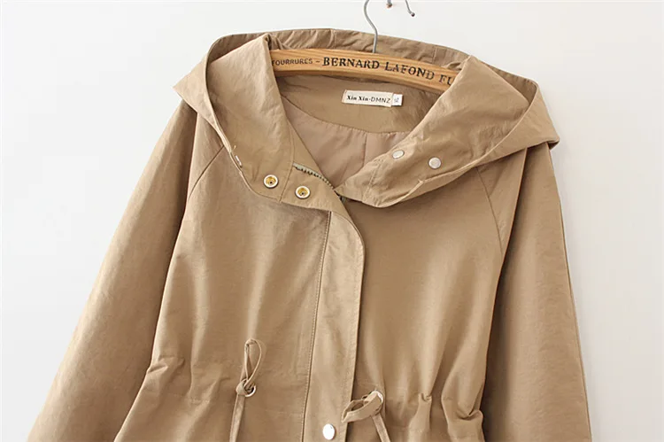 Blvyisla 3XL негабаритный свободный Тренч с капюшоном Женская тонкая талия длинный рукав зимняя ветровка Топы пальто