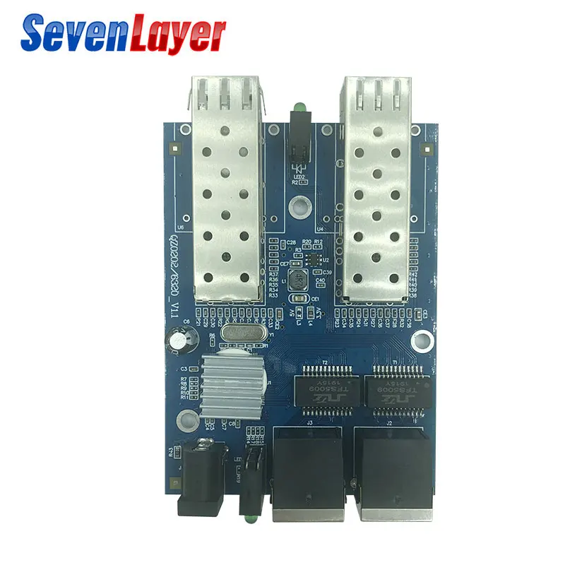 Ethernet волоконно-оптический 2 SFP волоконный порт 2 RJ45 2 UTP 10/100/1000M медиаконвертер гигабитный Ethernet коммутатор 2 RJ45 UTP плата PCB