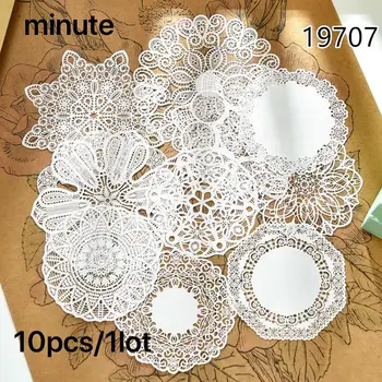 

10pcs handmade lace paper flower round hand account cut die paper for DIY scrapbook greeting card album decoration