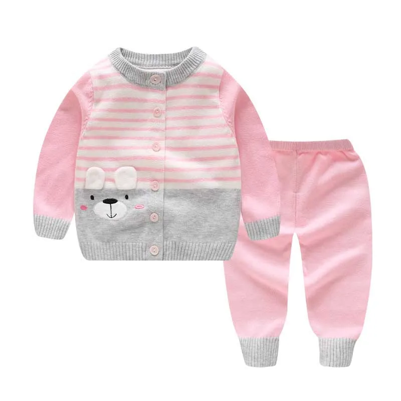 Комплект из 2 предметов для маленьких мальчиков; вязаный свитер; комплекты для мальчиков и девочек; теплый пуловер для малышей; брючный костюм; комплекты одежды для новорожденных - Цвет: 18