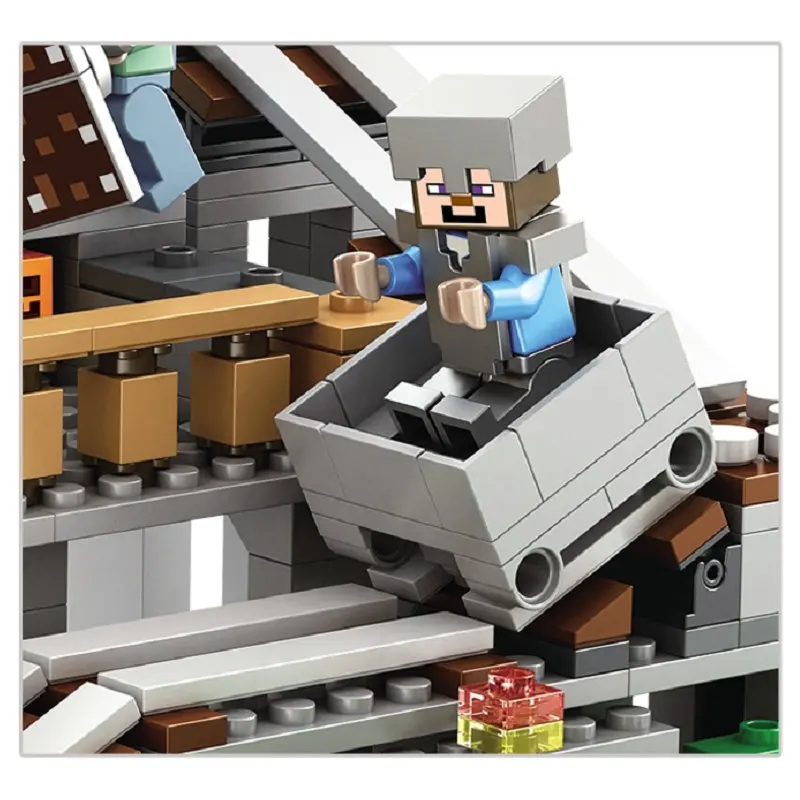 Mountain Cave Mine Mechanism Building Block With Action Figures Compatible 21137 My World Brick Set Gifts Toys Mountain Cave Mine Mechanism Building Block With Action Figures Compatible 21137 My World Brick Set Gifts Toys