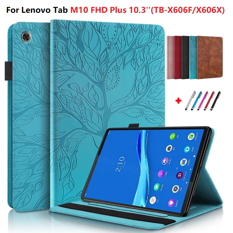 3D тисненый чехол для планшета Lenovo Tab M10 Plus Tb X606f Смарт кожаный Fhd 10 3 чехол|Чехлы