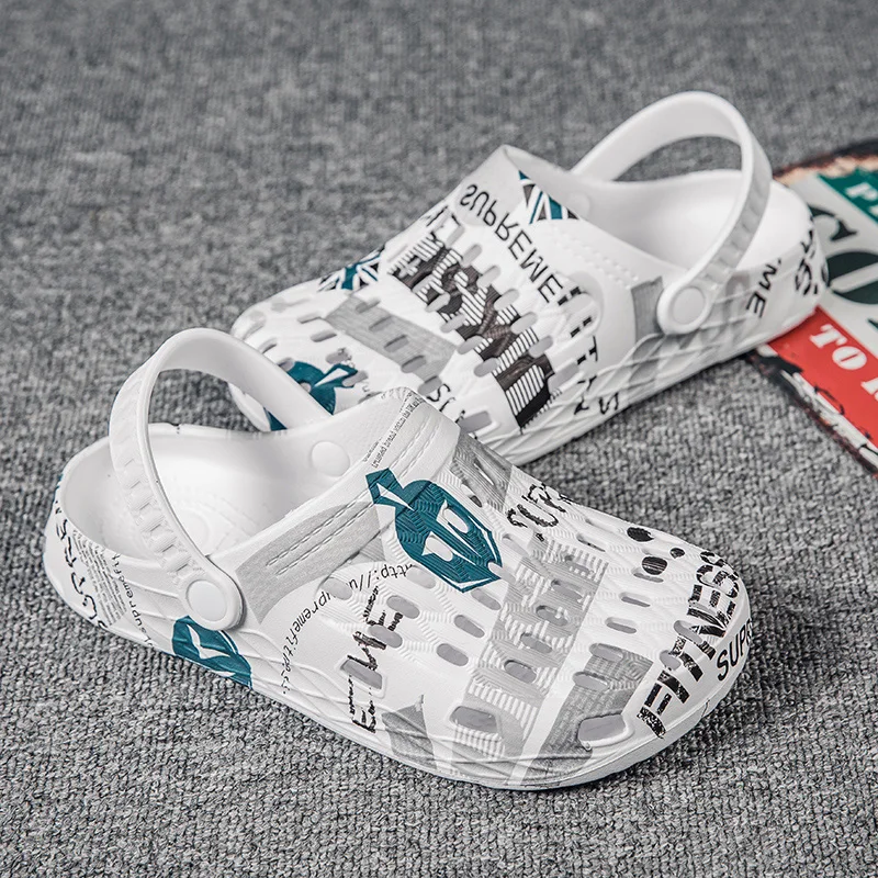 

EVA Slip-On Sandals Men 2021 Summer Clogs for Men Hand Painted Men's Soft Beach Sandals Adult Garden Luxury Sports Slippers