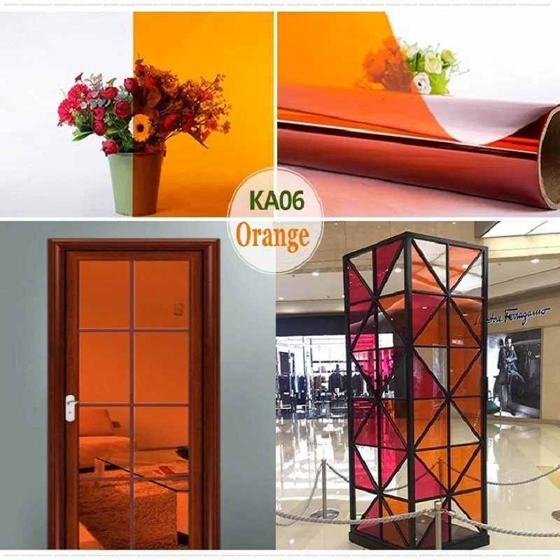 2m Orange Decorative Window Film Self-Adhesive Anti-UV Removable Explosion-Proof For Supermarket Office Shop Home DIY Raamfolie | Дом и сад