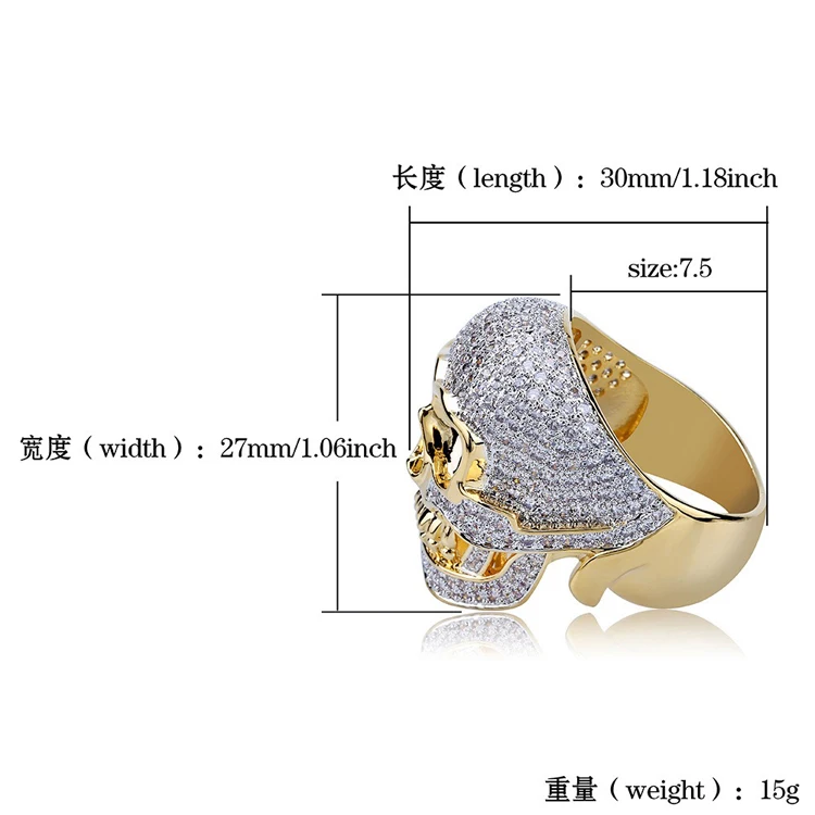 Кольцо в стиле хип-хоп, медное, золотое, с черепом, Iced Out, Micro Pave, AAA CZ, Череп, голова, кольцо, Шарм для мужчин, подарки