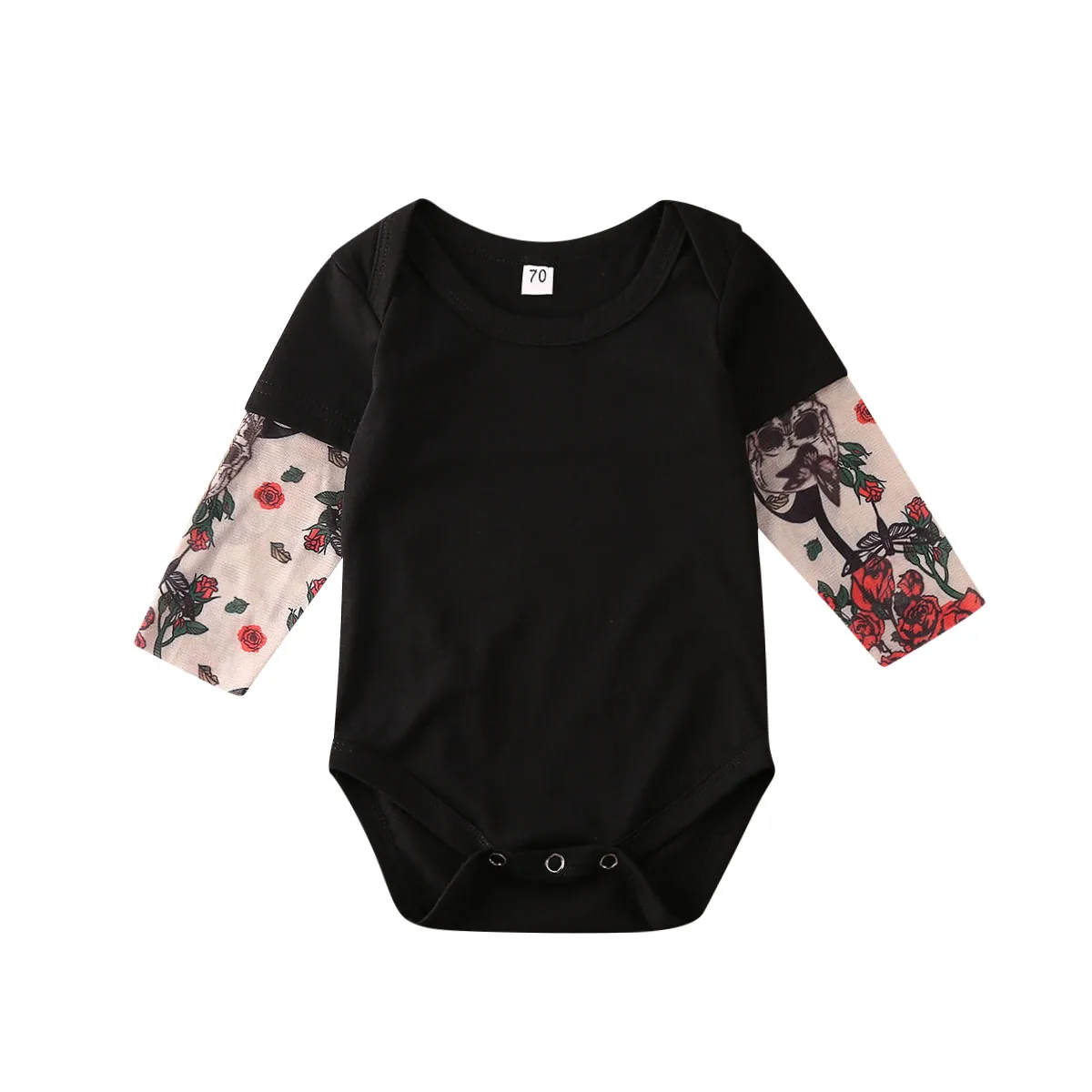 Малыш Новорожденный Младенец Девочка Мальчики рубашка комплект одежды комбинезон роза татуировки рукав футболка комплект одежды - Цвет: Romper
