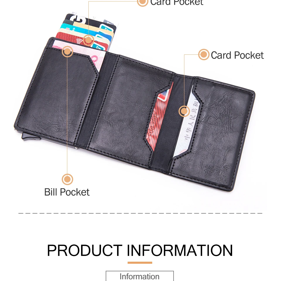 Антиrfid id держатель для кредитных карт Чехол для мужчин кожаный металлический кошелек мужской кошелек для монет женский мини карбоновый держатель для кредитных карт на молнии
