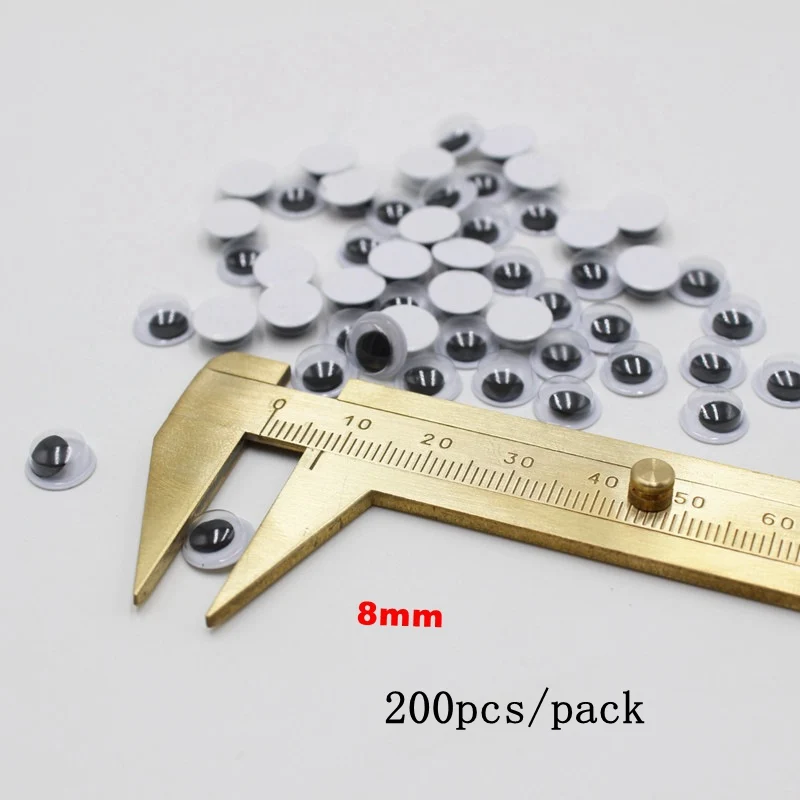 8mm 200pcs 100-730 шт 4-18 мм глаза самоклеющиеся клейкие для одежды скрапбукинга для плюшевого медведь Набивная игрушка оснастки животных Перчаточная кукла круглая Wobbly Googly - Цвет: 8mm 200pcs
