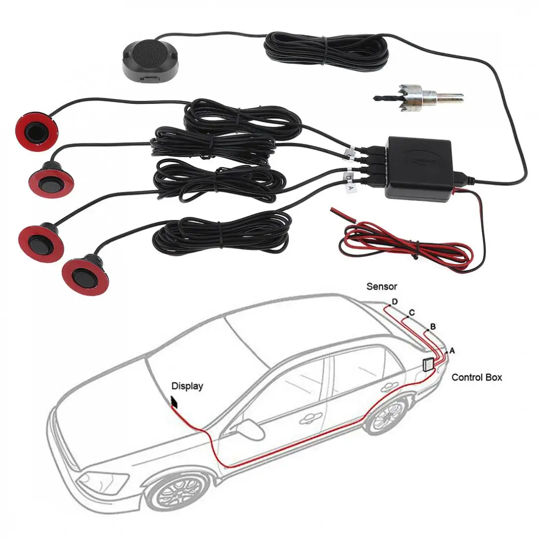 16,5 мм Автомобильный плоский парковочный датчик автомобильная видео Парковочная система Реверсивный резервный радар звуковой сигнал с 4 датчиками s