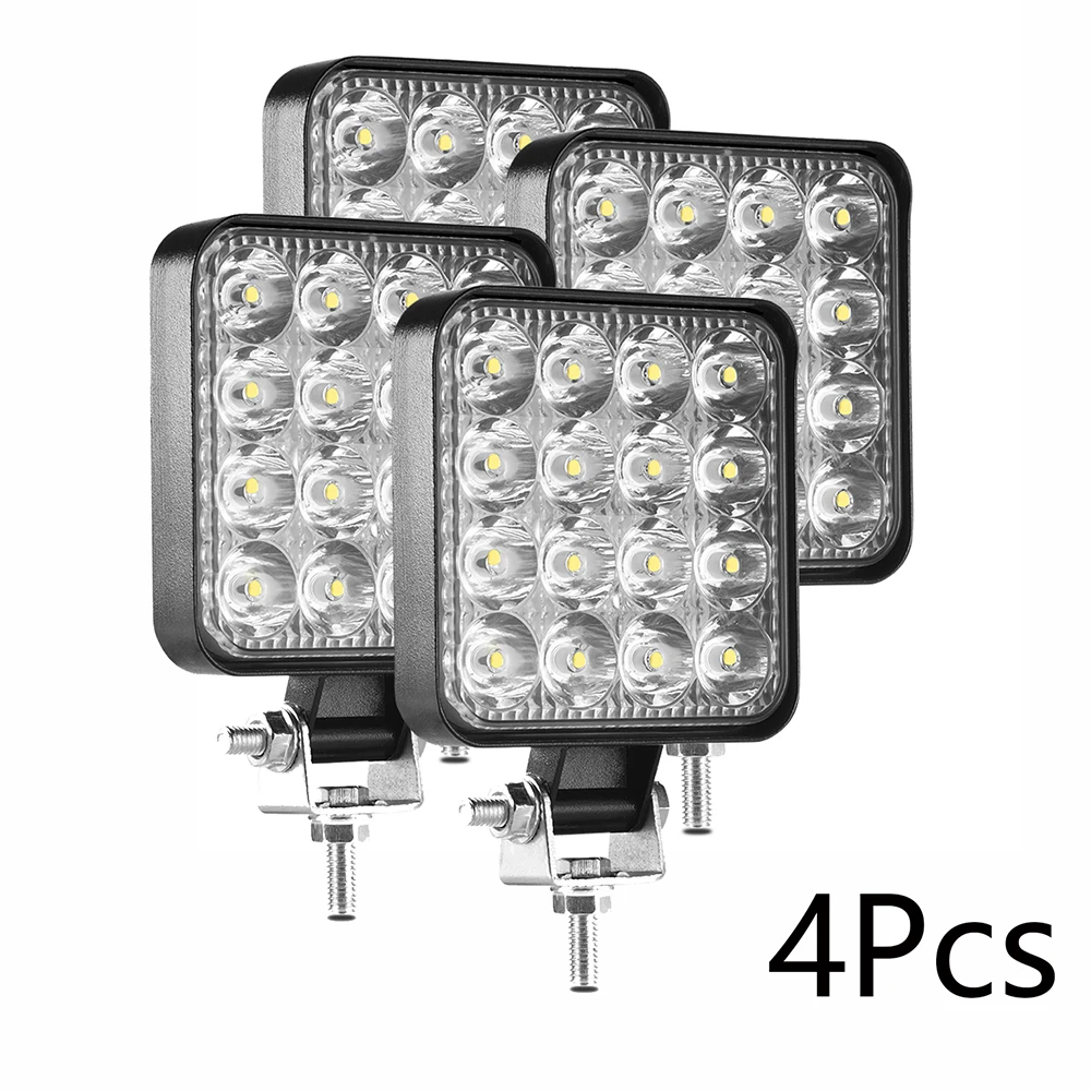 4x 48w work light Светодиодная панель 18 Вт, 30 Вт, 48 Вт, 54 Вт, светодиодный светильник для бездорожья 4x4, 12 В, 24 В, светодиодный рабочий светильник для автомобиля, противотуманный светильник, задний фонарь, l светильник, прожектор, точечный луч - Цвет: 4x 48w work light
