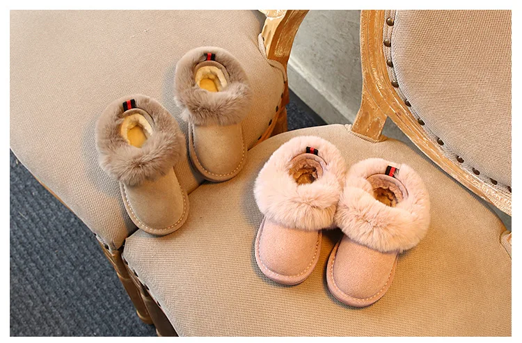 Winter New Kids Fur Snow Boots Baby Girls Ankle Boots Children Pink Brand Shoes Boys Casual Warm Boots Toddler Fashion Shoes