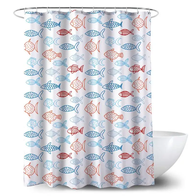 Seashell Starfish Shower Curtain Waterproof Bathroom Curtain Seafood Print Bath Curtain Washable Hotel Home Bath Decor Curtains
