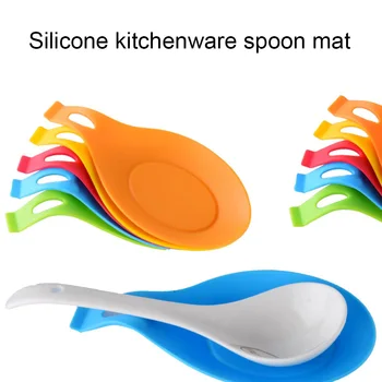 

8pcs/set Silicone Spoons Seasoning Placemat Anti-scalding Silicone Spoon Holder Pad Set for Kitchenware Tableware Mats Shelves
