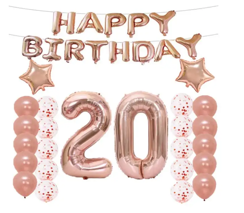 23 шт. 20th Number Happy birthday party Decoraions Kids Globos 20 день Рождения Розовое Золото воздушный шар