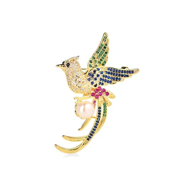 

2019 autumn and winter new love bird breast needle femininity luxury freshwater pearl corsage fashion high-grade dress pin