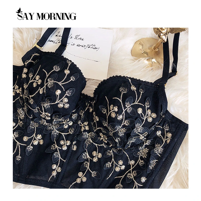 disfraz a nombre de Preciso SAY MORNING bralette con bordado de flores Retro, conjunto de sujetador y  bragas finas de encaje, ropa interior ajustable de pecho ancho sexy de hada  blanca|Camisones y camisetas sin mangas| - AliExpress