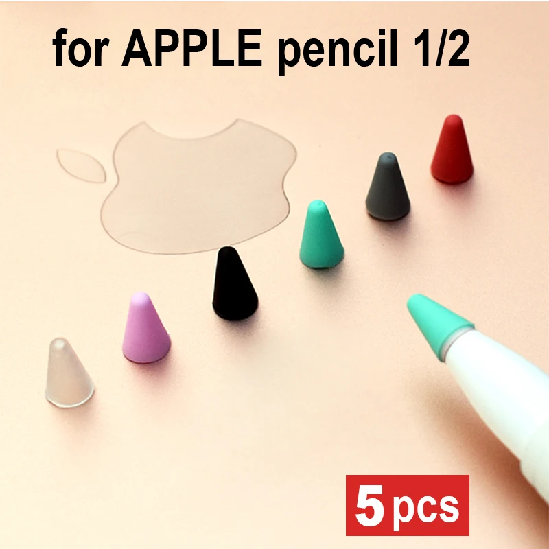 

5pcs Mute Silicone Replacement Tip Case Nib Cover Cap Skin for Apple iPad Pro Pencil 1st 2nd Stylus Touchscreen Pen Accessories