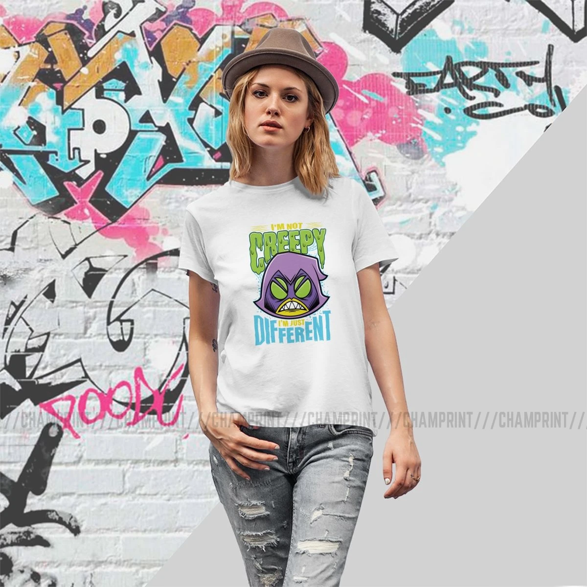 Teen Titans Go Raven Not Creepy I'm Different футболки для женщин Harajuku футболка с круглым вырезом Топ Новинка Женская одежда