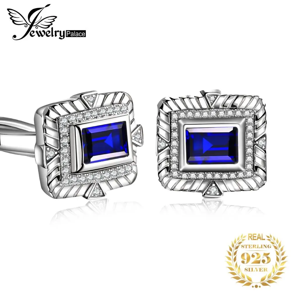 Роскошные мужские запонки Jewelrypalace с сапфиром Для годовщины помолвки|Украшения