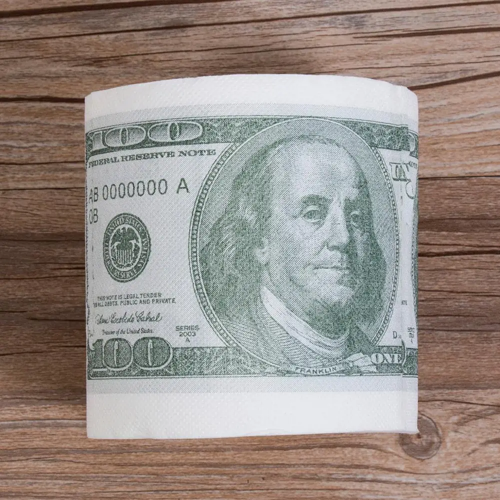 US $100 Dollar Bill Money Toilet Paper Printed Roll Tissue Humor Joke Party Gift Funny Gag Gift
