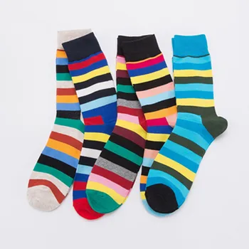 

Unisex Striped Socks Cotton Hip Hop Street Trend Tube Color Socks Winter Casual Comfortable Soft Happy Sport Funny Socks Femme