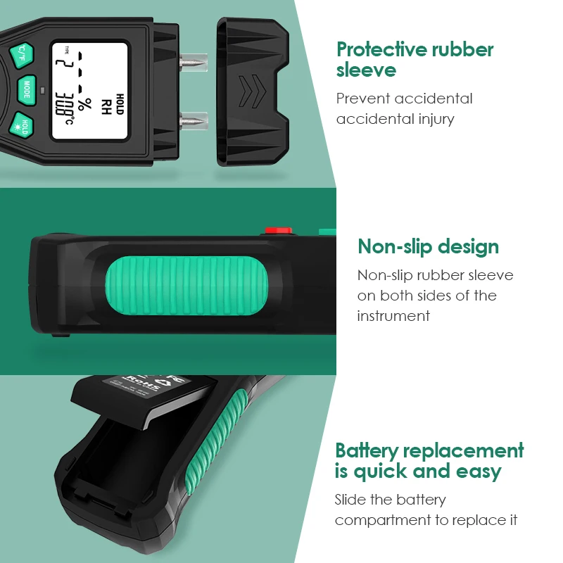 Two Pins Digital Wood Moisture Meter 7 Categories of Materials Humidity Tester Timber Damp Detector with LCD Display Backlight wood moisture meter