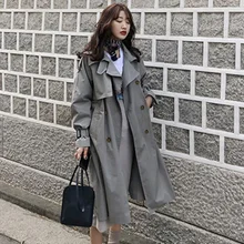 

2021 Brand Famous Double Breasted Vintage Spring Autumn Outwear For Women Long Pure Cotton Trench Coat Windbreaker Large size