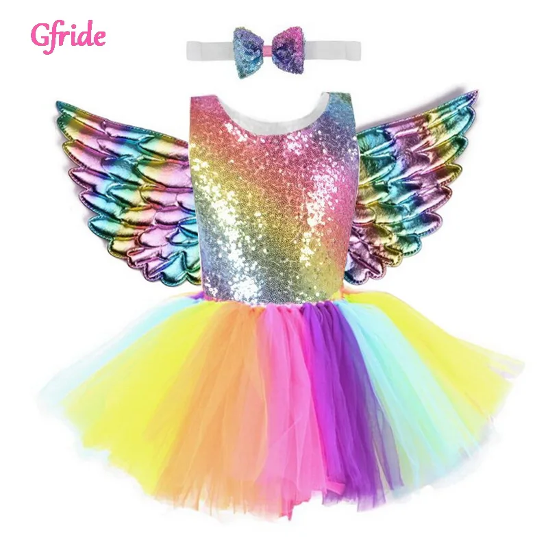 Kids Rainbow Unicorn Sequins Tutu Dress for Girls Backless Sleeveless Fancy Party Dress Children Birthday Theme Party Costumes Kids Rainbow Unicorn Sequins Tutu Dress for Girls Backless Sleeveless Fancy Party Dress Children Birthday Theme Party Costumes
