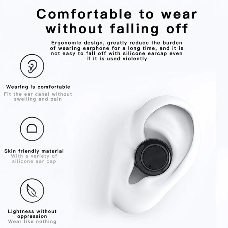 True Wireless Bluetooth Earphon TWS HIFI Mini Earbuds with Mic Noise Cancelling Waterproof Sport Bluetooth Headphone in Ear