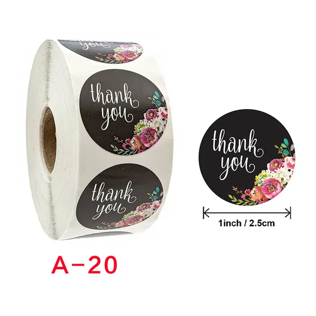 500pcs/roll Thank You Stickers Seal 1inch Paper Labels Decoration Stickers For Handmade Jewelry Wedding Gift Labels Stationery A-20