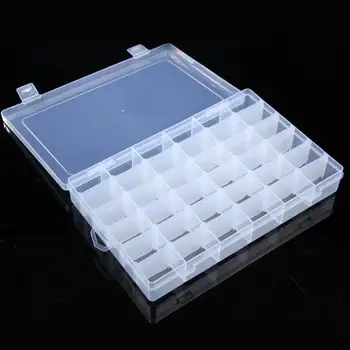 

36 Grid Plastic Adjustable Jewelry Organizer Box Storage Container Case
