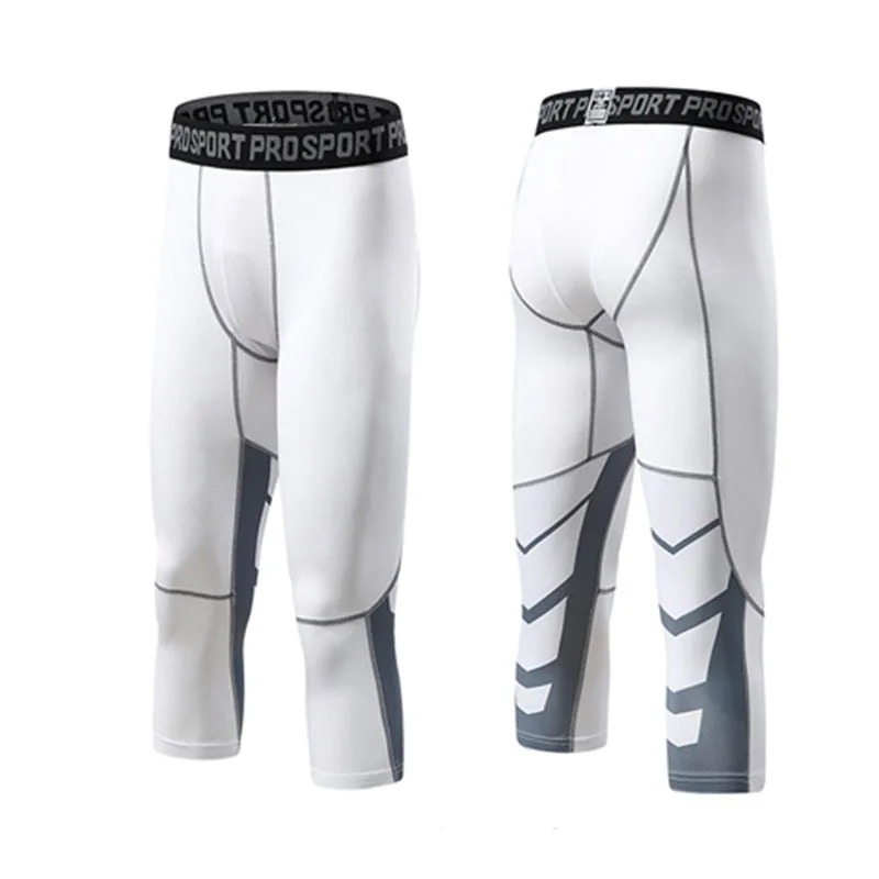 UX Capri white Мужские компрессионные Капри для бега Колготки штаны для йоги гимнастические упражнения фитнес Леггинсы тренировка Баскетбол поддерживающий пояс для плавания спортивная одежда - Цвет: UX Capri white