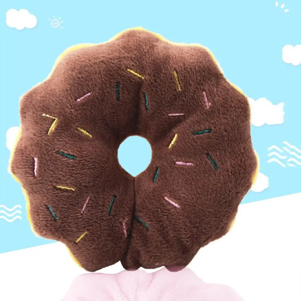 Two Colors Optional Pink Brown Donut Plush Vocal Bb Pet Dog Cat Toy Pet Toy Sound Toys For Teasing Dogs And Cats