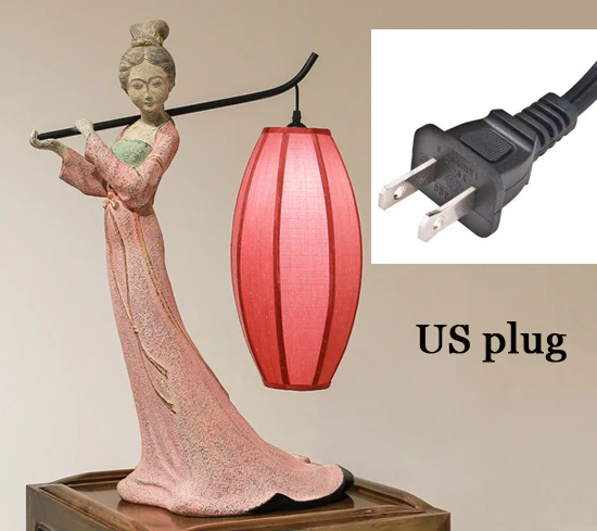 Type A US Plug Современная Новинка, настольная лампа в китайском стиле, для свадьбы, комнаты, отеля, гостиной, кабинета, спальни, прикроватный красный креативный античный переключатель, Настольный светильник - Цвет абажура: Type A US Plug