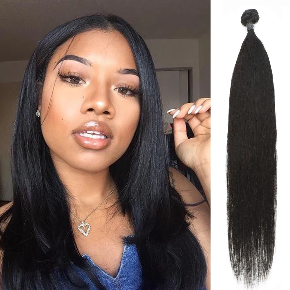 

Synthetic Silky Straight Hair Bundles 24 inches 6 Bundles All In One Pack High Temperature Heat Resistant Synthetic Fiber 240g